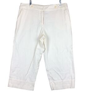 George Womens Pants Off White Mark Eisen Linen Blend Capris Wide Leg 16